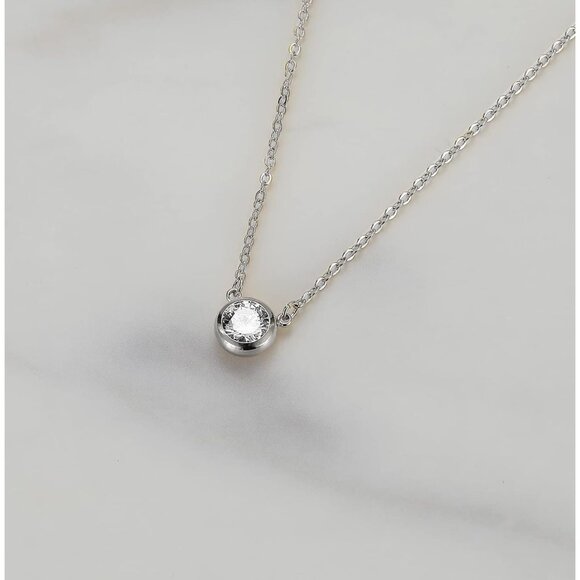 Women Diamond Silver Necklace 14k Gold Plated Long Lariat Necklace Simple Gold - Picture 6 of 7